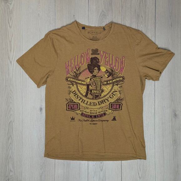 Buffalo David Bitton graphic tee boho print mellow yellow mustard shirt sz XXL - Picture 1 of 5